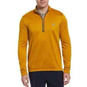 Original Penguin Men’s Quarter-Zip Pullover in Mustard Gold (XXL)